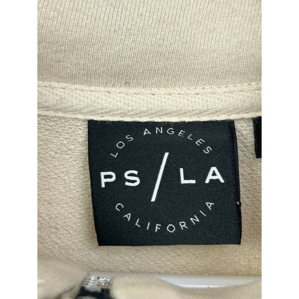 PS / LA Sweatshirt Womens Medium Cream Rainbow Stripe Cropped Quarter Zip Mock - Picture 4 of 9